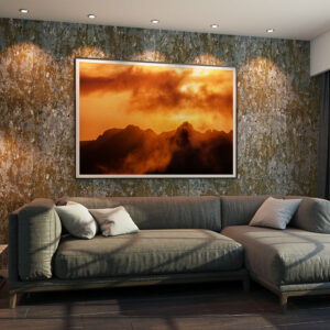 staging photo « montagnes au soleil couchant »